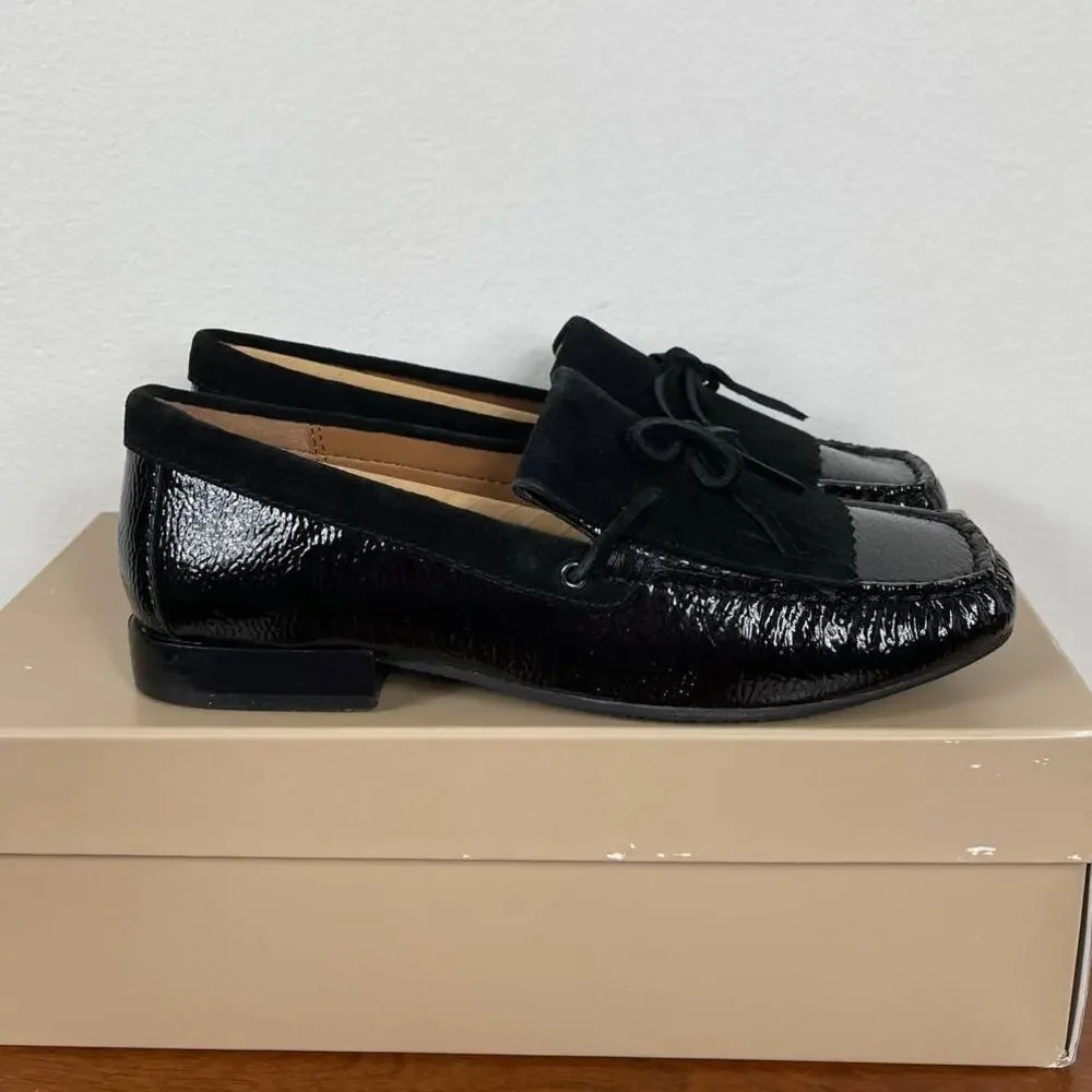 New Donald Pliner Breezy Loafer in Black Leather / Suede Women's Size 5